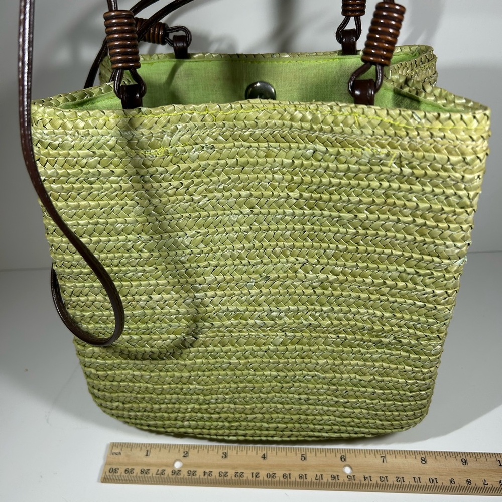 Authentic StJohnsBay Straw lime color purse - Picture 5 of 12